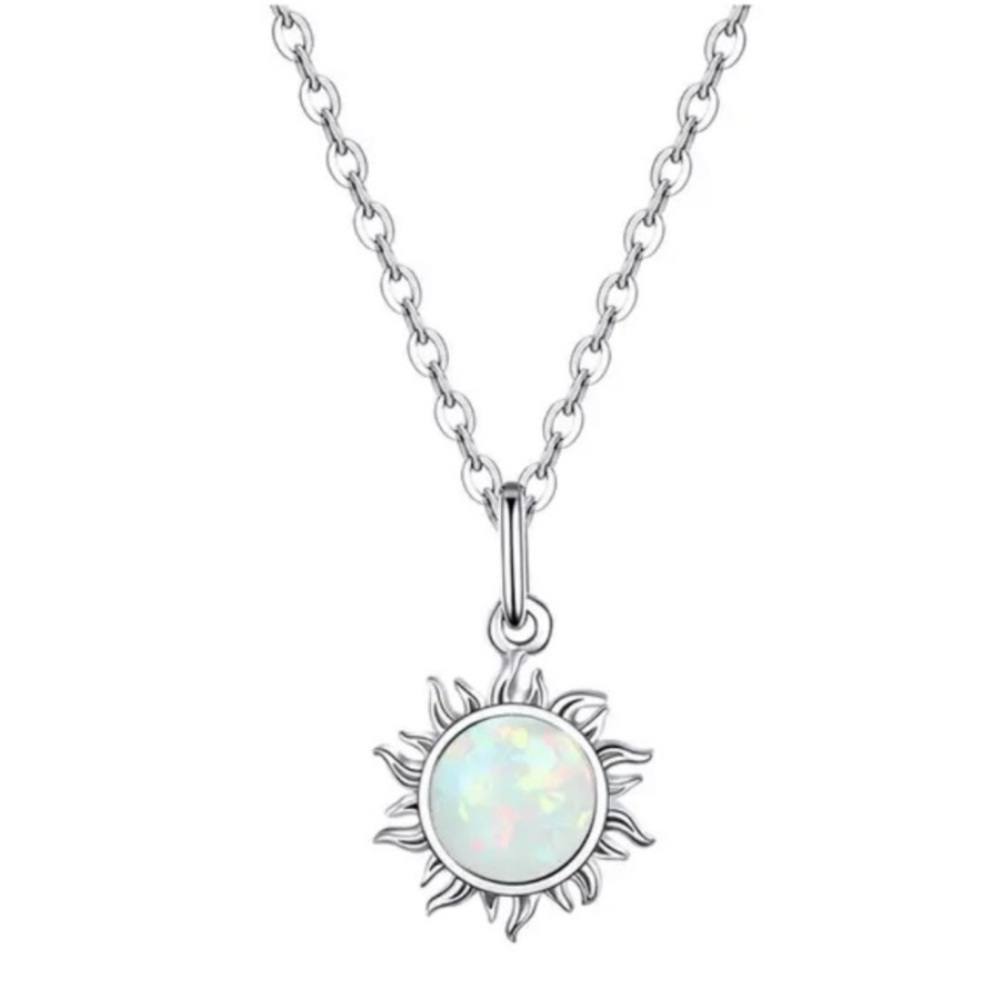 Opal 925 Sterling Silver Sunflower Necklace New in Packaging